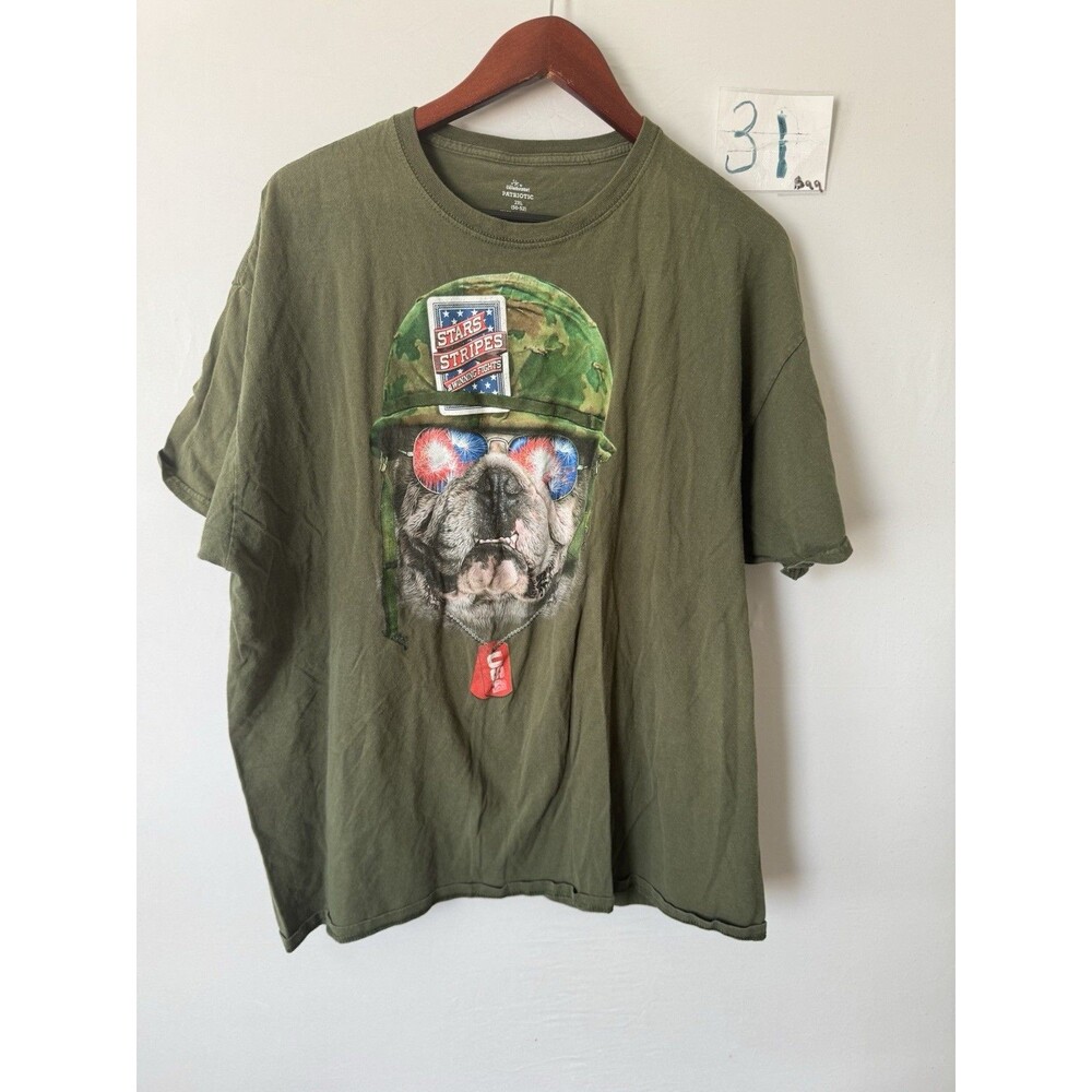 Celebrate Patriotic Bulldog T Shirt Mens 2XL Military USA Camo Dog Graphic